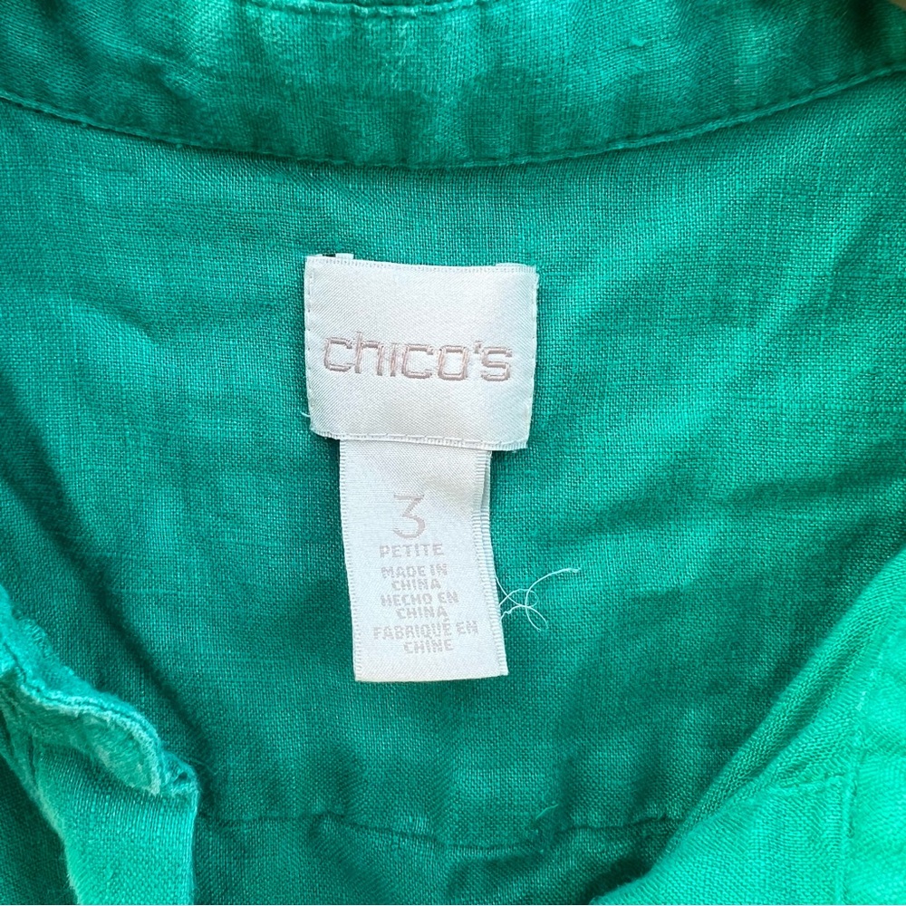 Chico’s Turquoise Linen Two-Piece Outfit - Size 3 (Petite) - Picture 4 of 8